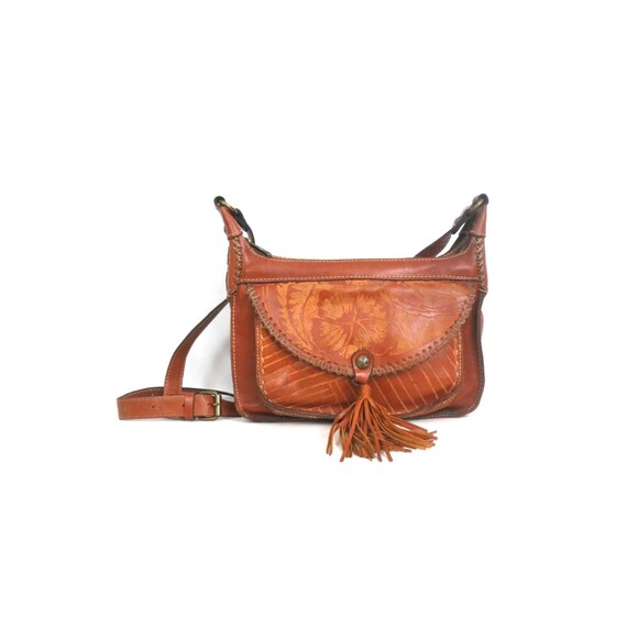 Unbranded Handbags - Vintage Patricia Nash Brown Leather Purse Quality Crossbody Floral Tassel Purse